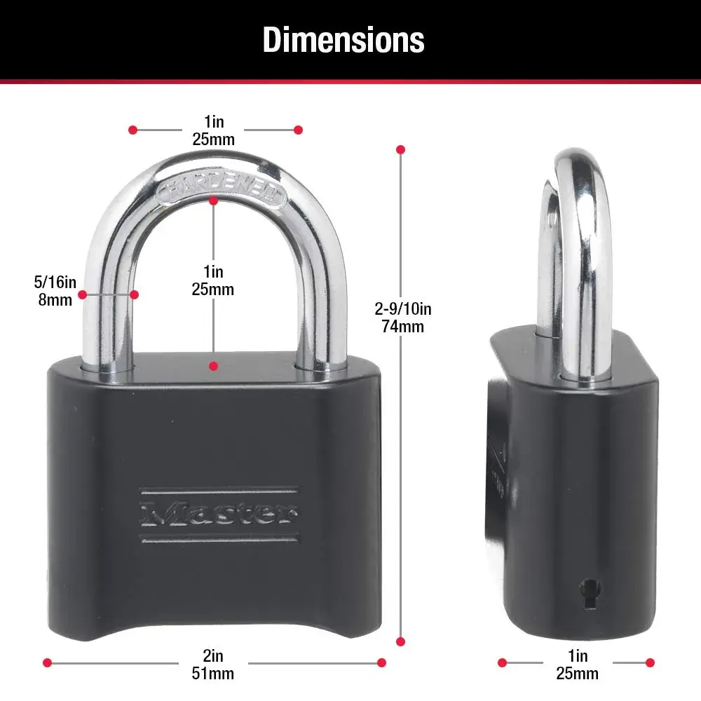 Master Lock Black Combination Padlock 2 Count (Pack of 10) | Set Your Own Combo Lock for Gym Locker, Gate, Shed - view 6