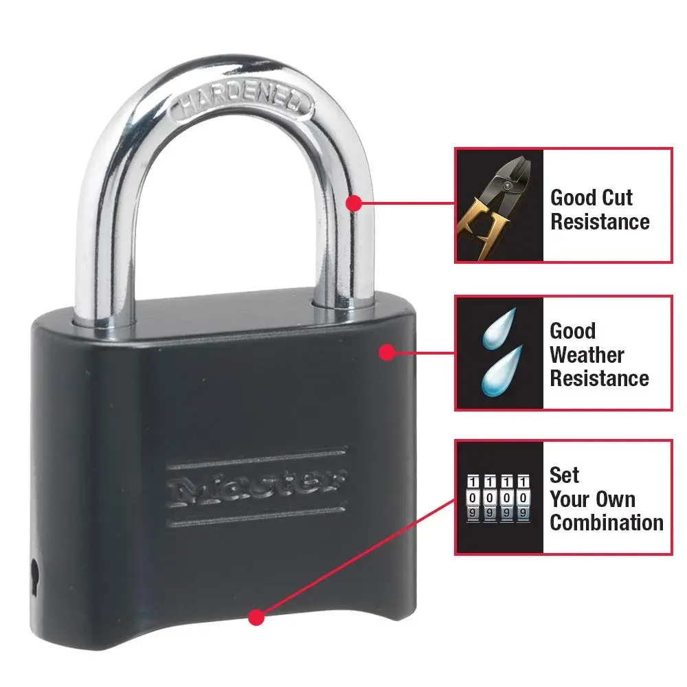 Master Lock Black Combination Padlock 2 Count (Pack of 10) | Set Your Own Combo Lock for Gym Locker, Gate, Shed - view 2