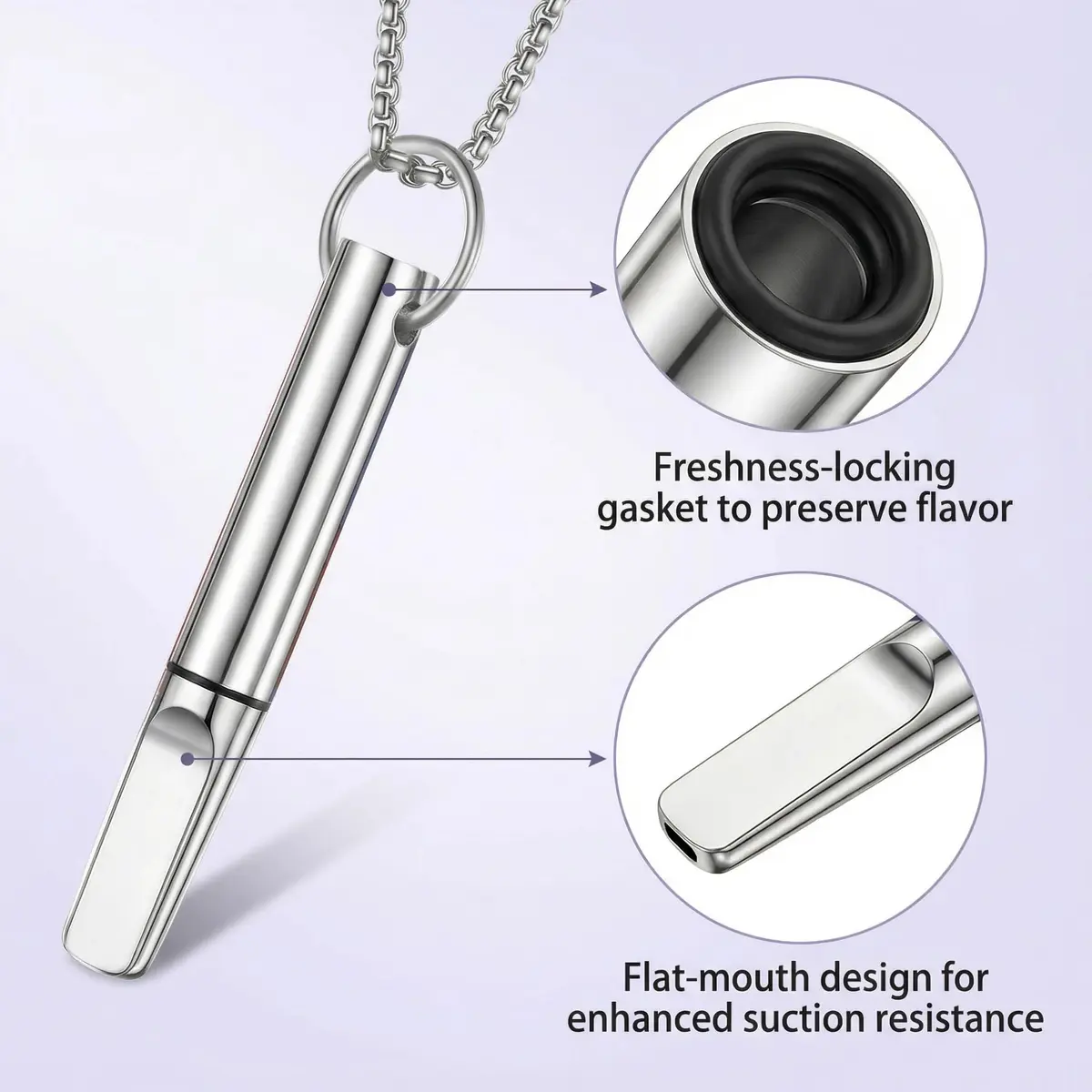 BALSALTA Breathe Necklace, Silver | Mindful Breathing Accessory with 3 Fruit Mint Inserts - view 4
