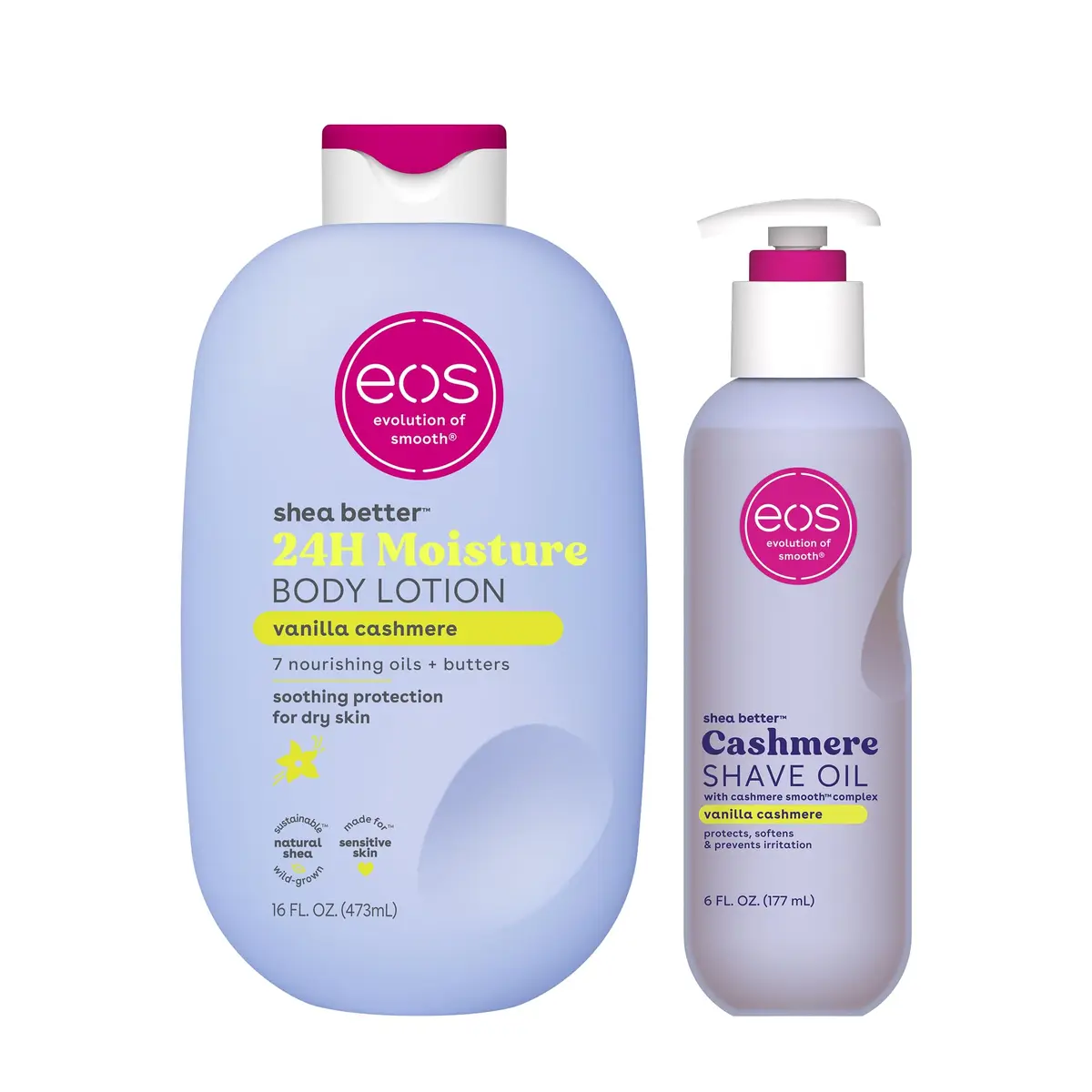 eos Shea Better Body Lotion + Cashmere Shave Oil Vanilla Cashmere 655ml (22 Fl Oz) | 24-Hour Moisture Skin Care - main product image