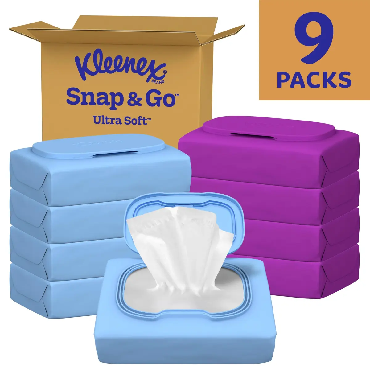Kleenex Snap & Go Ultra Soft Facial Tissues, 9 Packs, 25 Tissues per Pack | Compact, Travel-Ready, 3-Ply, Gentle & Irritation-Free - view 2