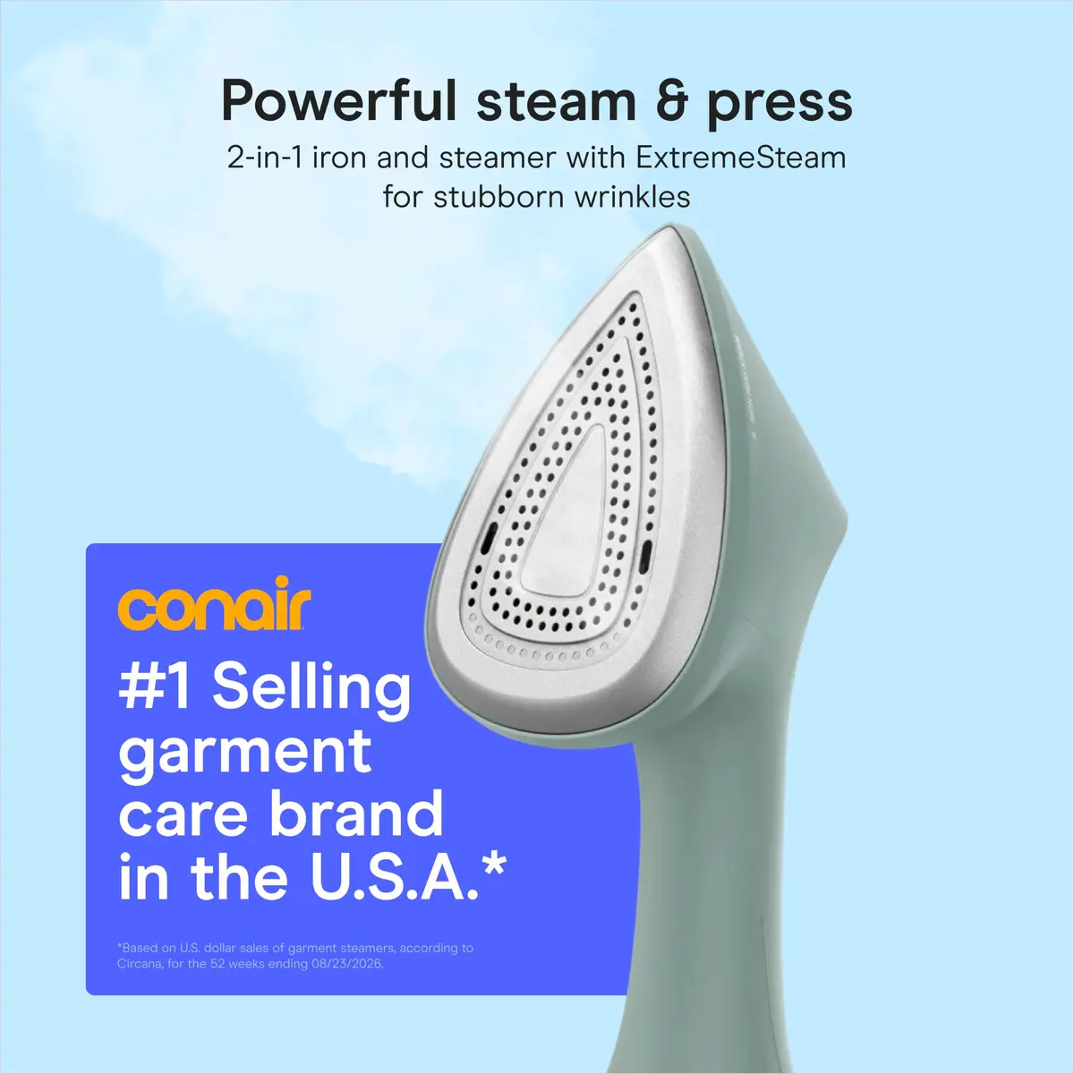 Conair Garment Steamer & Iron 1700W | Compact, Green | Fast Wrinkle Removal - view 2