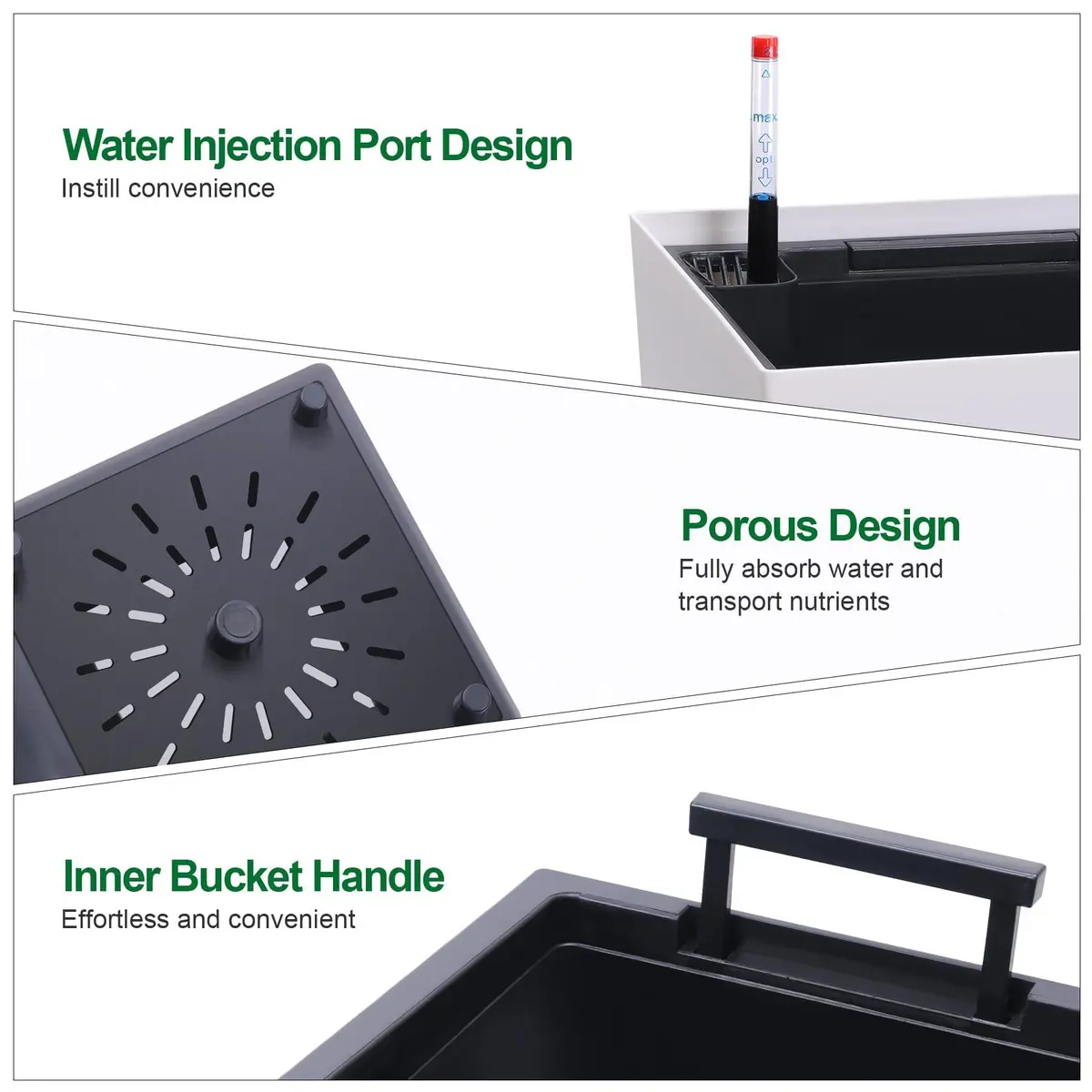FinerFurnis 23 Inch Tall Planters Set of 2 | Water Level Monitor & Drainage Holes - view 3