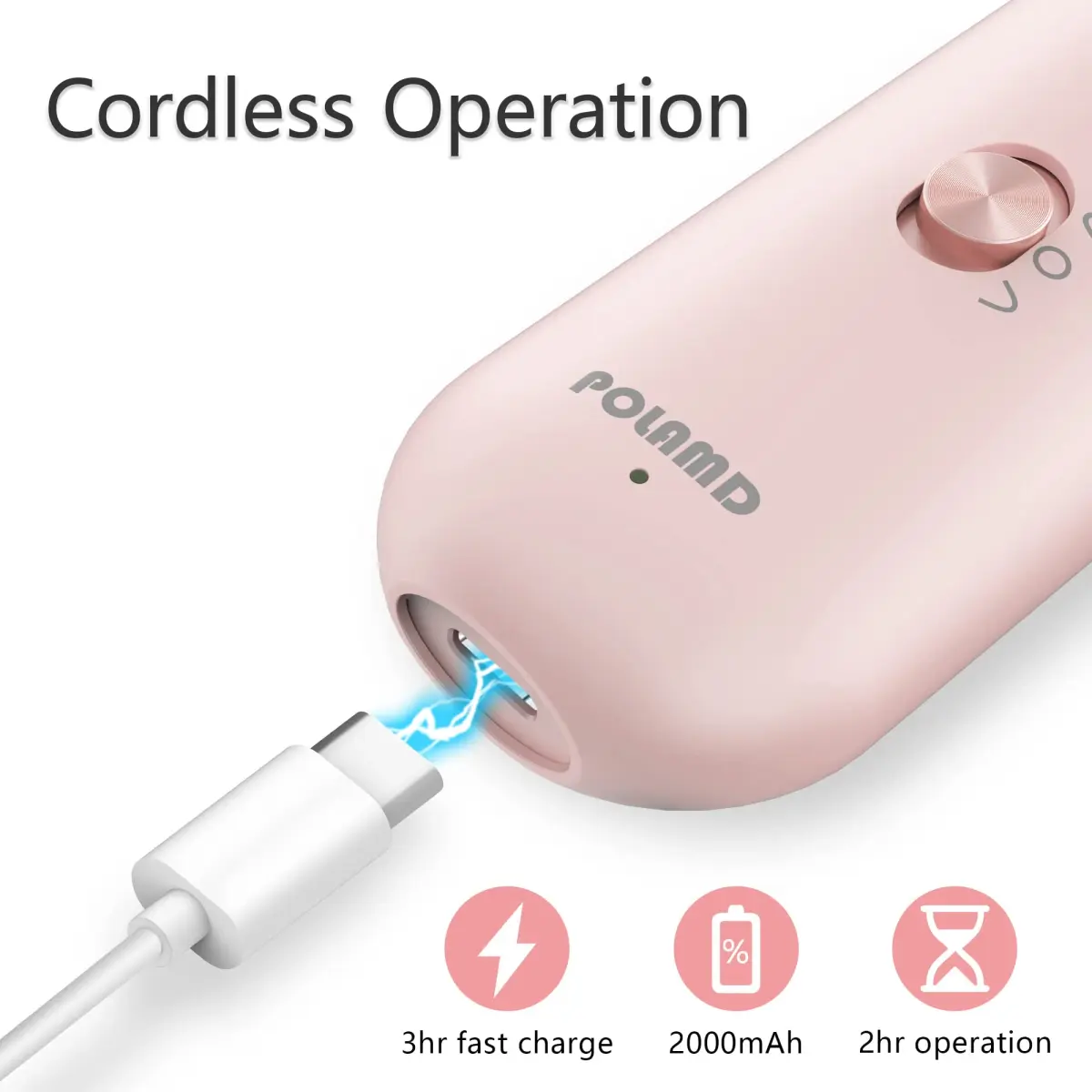 POLAMD Professional Electric Nail Drill Machine Pink | 5-Speed Cordless Manicure Pedicure Kit - view 2