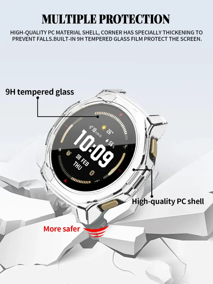 FJIASTB Clear Screen Protector Case for Amazfit T-Rex 3 Pro 44mm | 2-Pack, Tempered Glass & PC - view 2