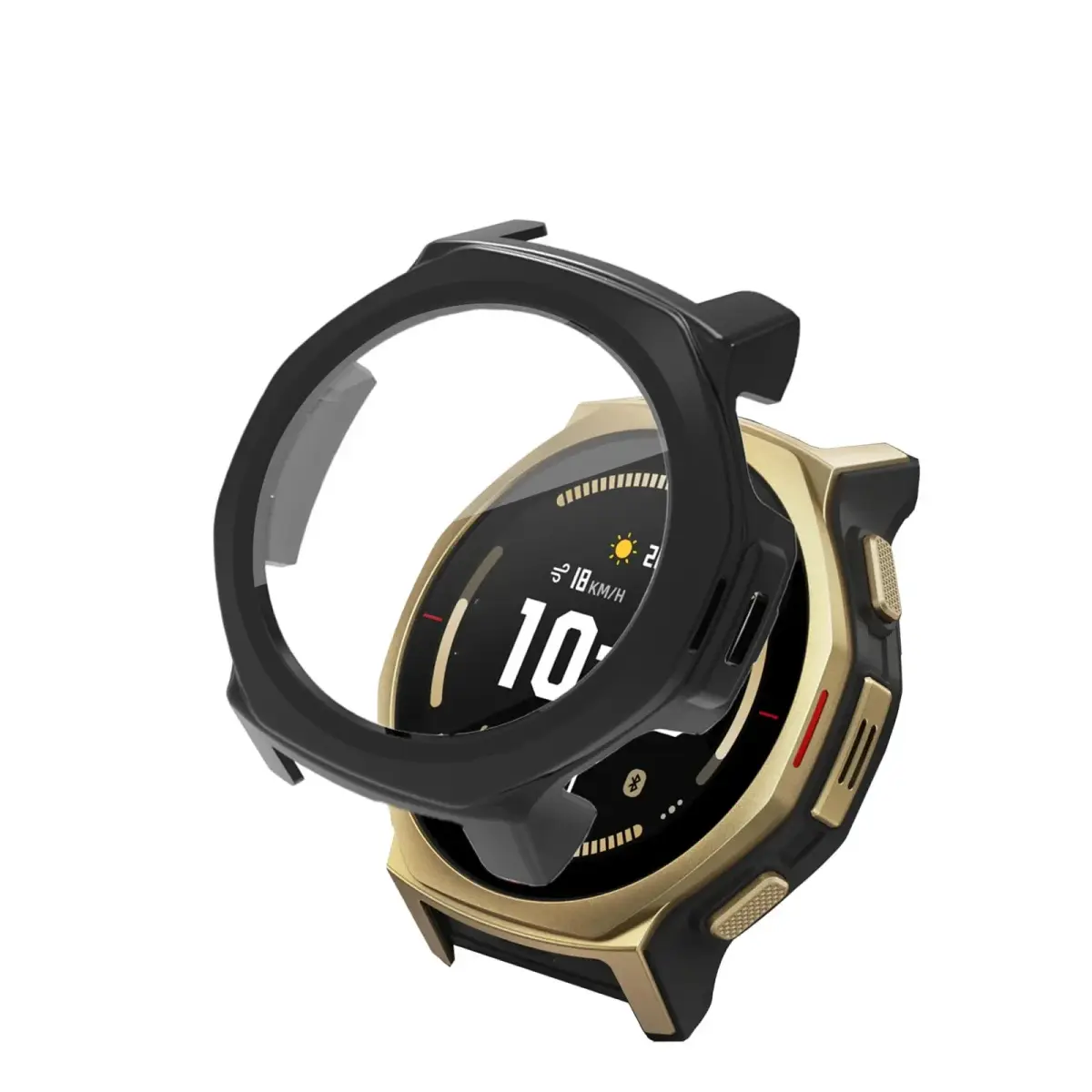 FJIASTB Black Case for Amazfit T-Rex 3 Pro 44mm Smart Watch | Rugged PC Cover with Built-in Screen Protector - main product image