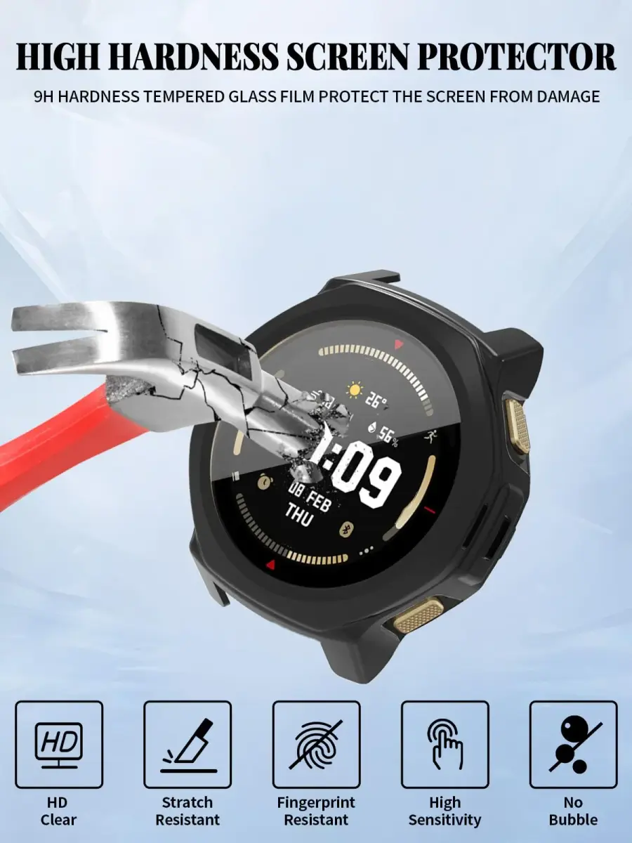 FJIASTB Black Case for Amazfit T-Rex 3 Pro 44mm Smart Watch | Rugged PC Cover with Built-in Screen Protector - view 3