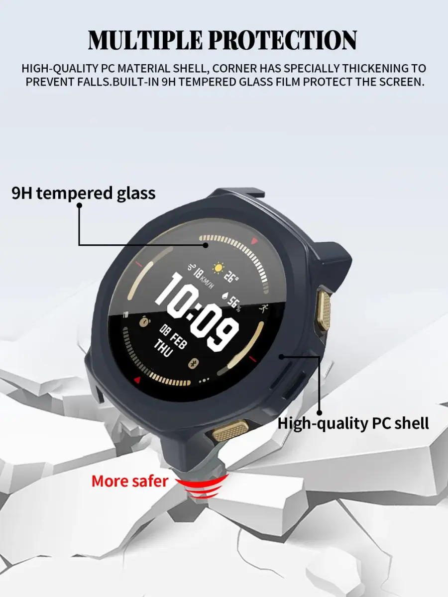 FJIASTB Case for Amazfit T-Rex 3 Pro 44mm Smart Watch | Rugged PC Cover with Built-in Screen Protector - view 2