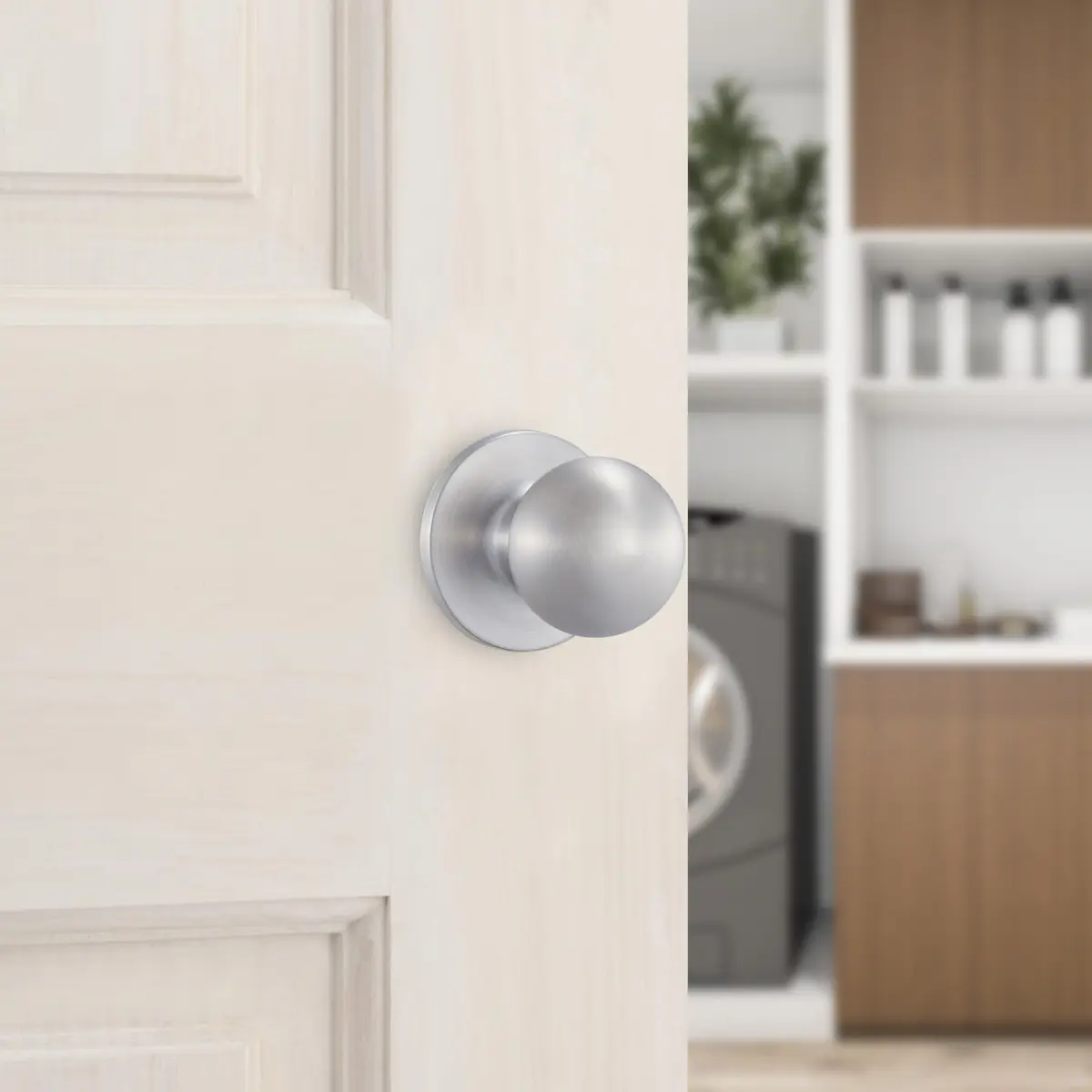 Safe Lock - Regina Knob Passage Door Lock Satin Chrome | Standard Fit & Easy Install - view 5