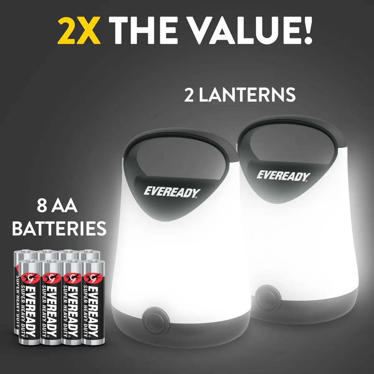 Eveready LED Camping Lantern X-250 (2-Pack, Black) | 250 Lumens, 100-Hour Runtime, Water Resistant - view 6