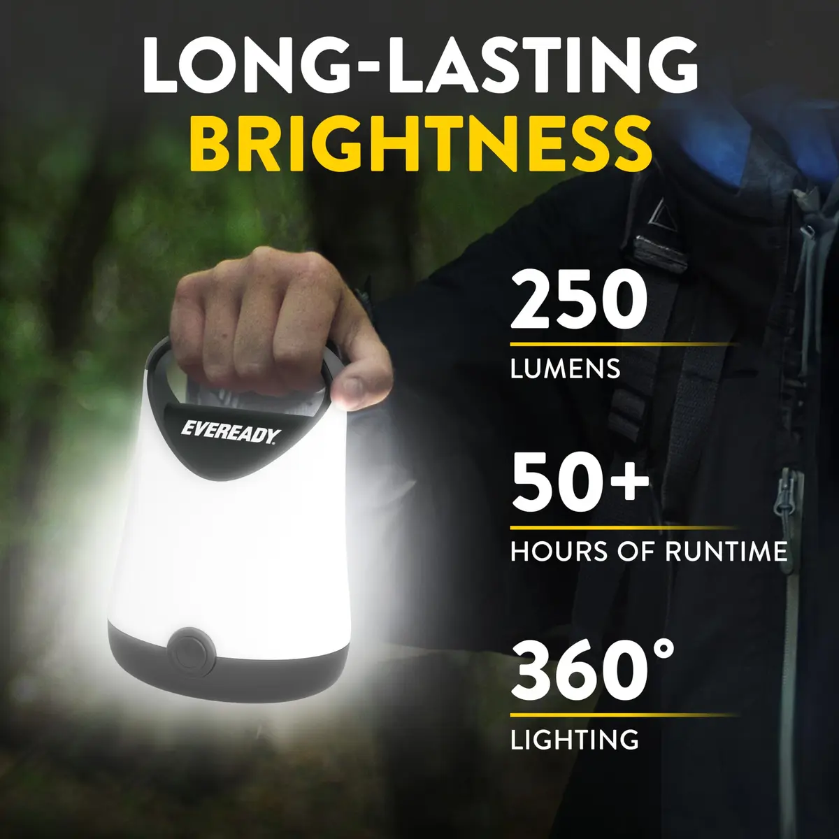 Eveready LED Camping Lantern X-250 (2-Pack, Black) | 250 Lumens, 100-Hour Runtime, Water Resistant - view 2