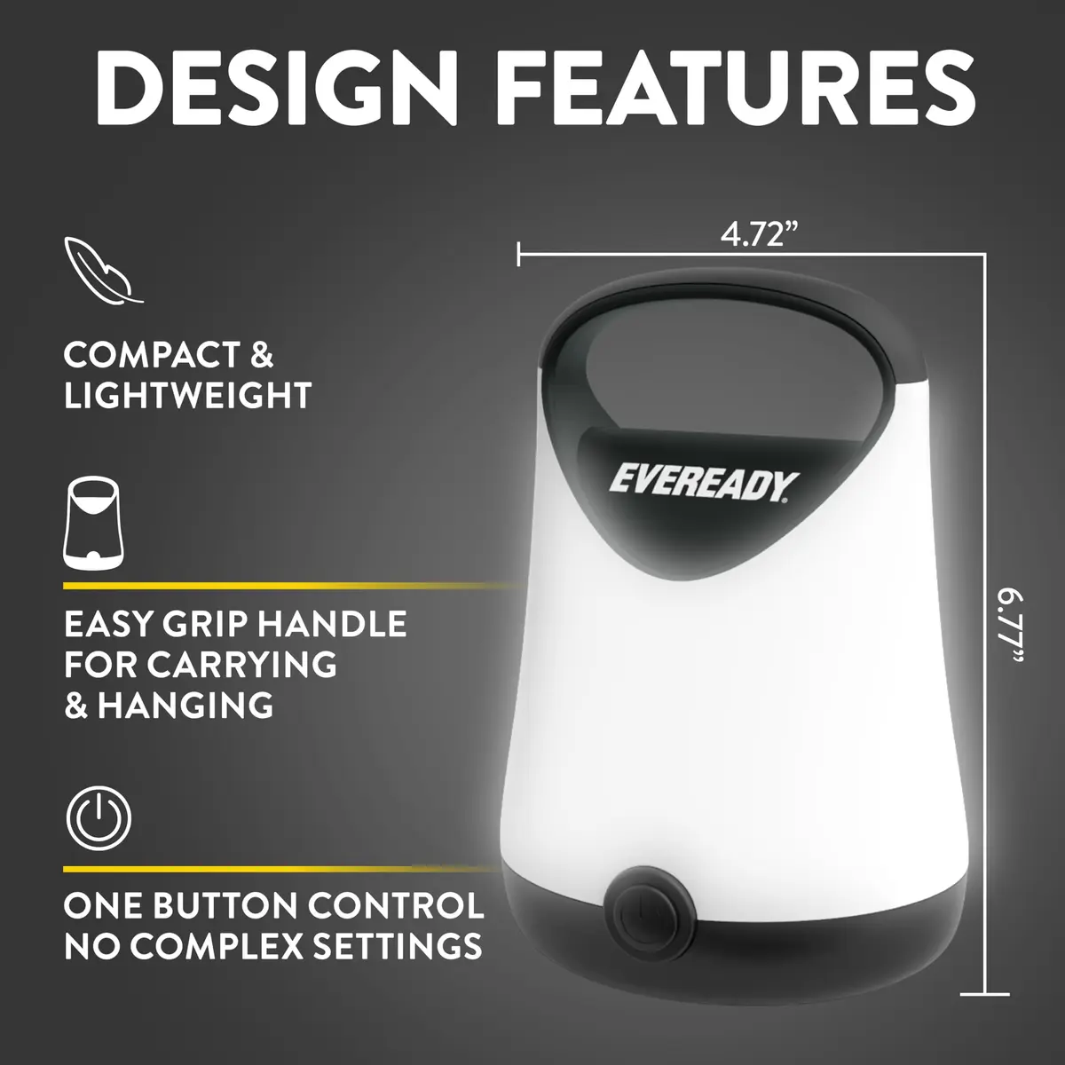 Eveready LED Camping Lantern X-250 (2-Pack, Black) | 250 Lumens, 100-Hour Runtime, Water Resistant - view 3