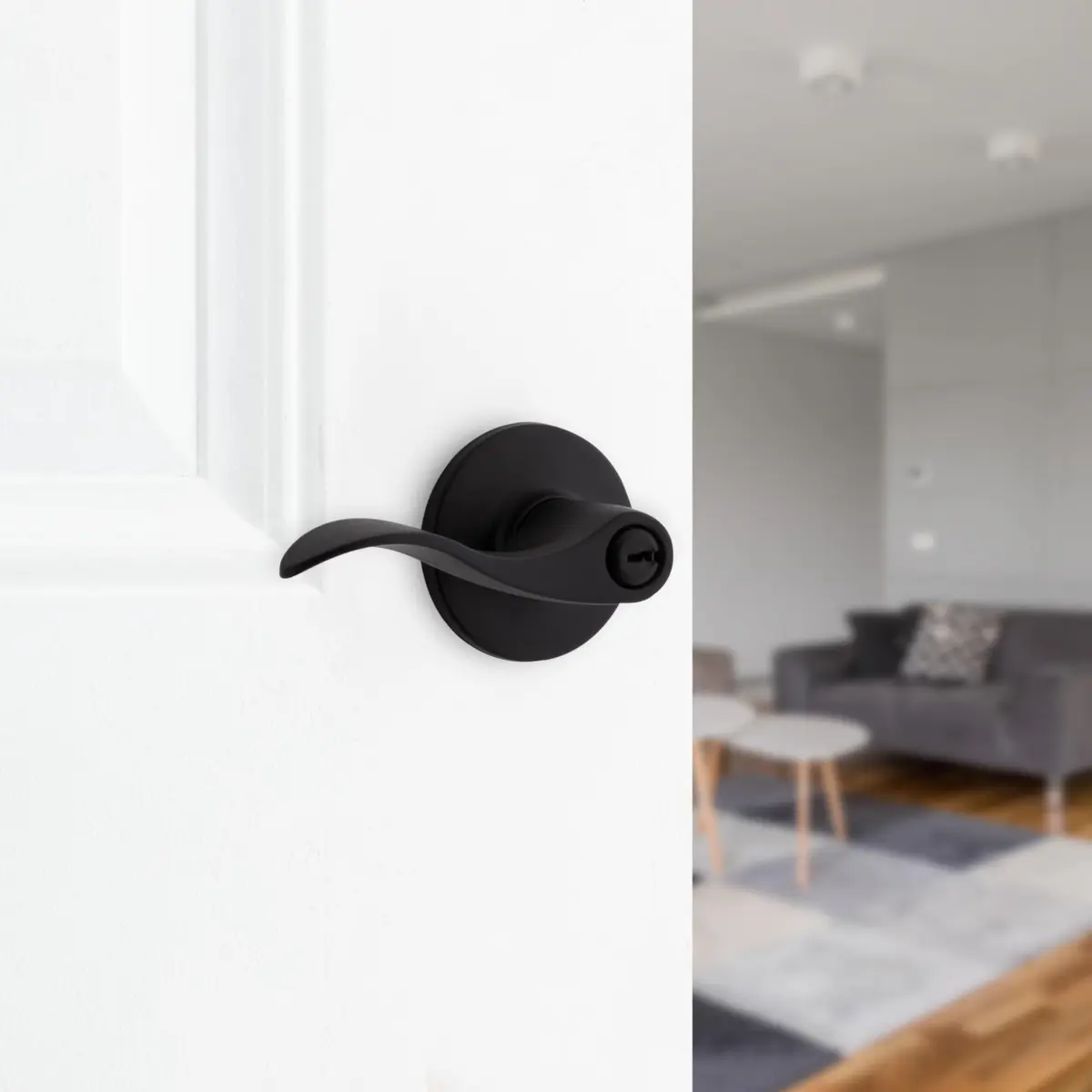 Safe Lock - Layton Lever Entry Door Lock with Key | Matte Black Finish, Adjustable Fit, Reversible (70-120 chars) - view 5