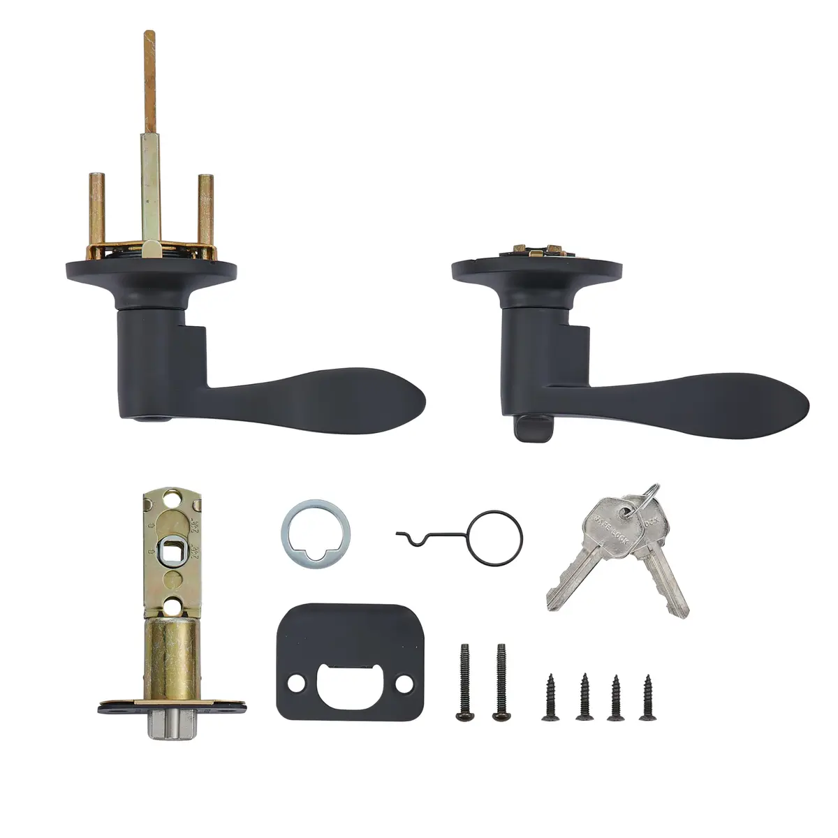 Safe Lock - Layton Lever Entry Door Lock with Key | Matte Black Finish, Adjustable Fit, Reversible (70-120 chars) - view 2