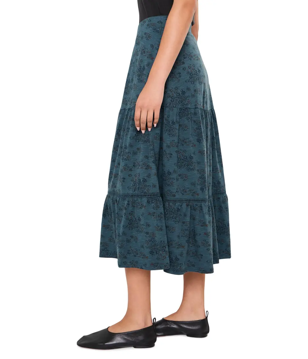 Toad&Co Women's Marigold Tiered Midi Skirt Navy Print | Organic Cotton & TENCEL™ Lyocell, X-Small - view 3