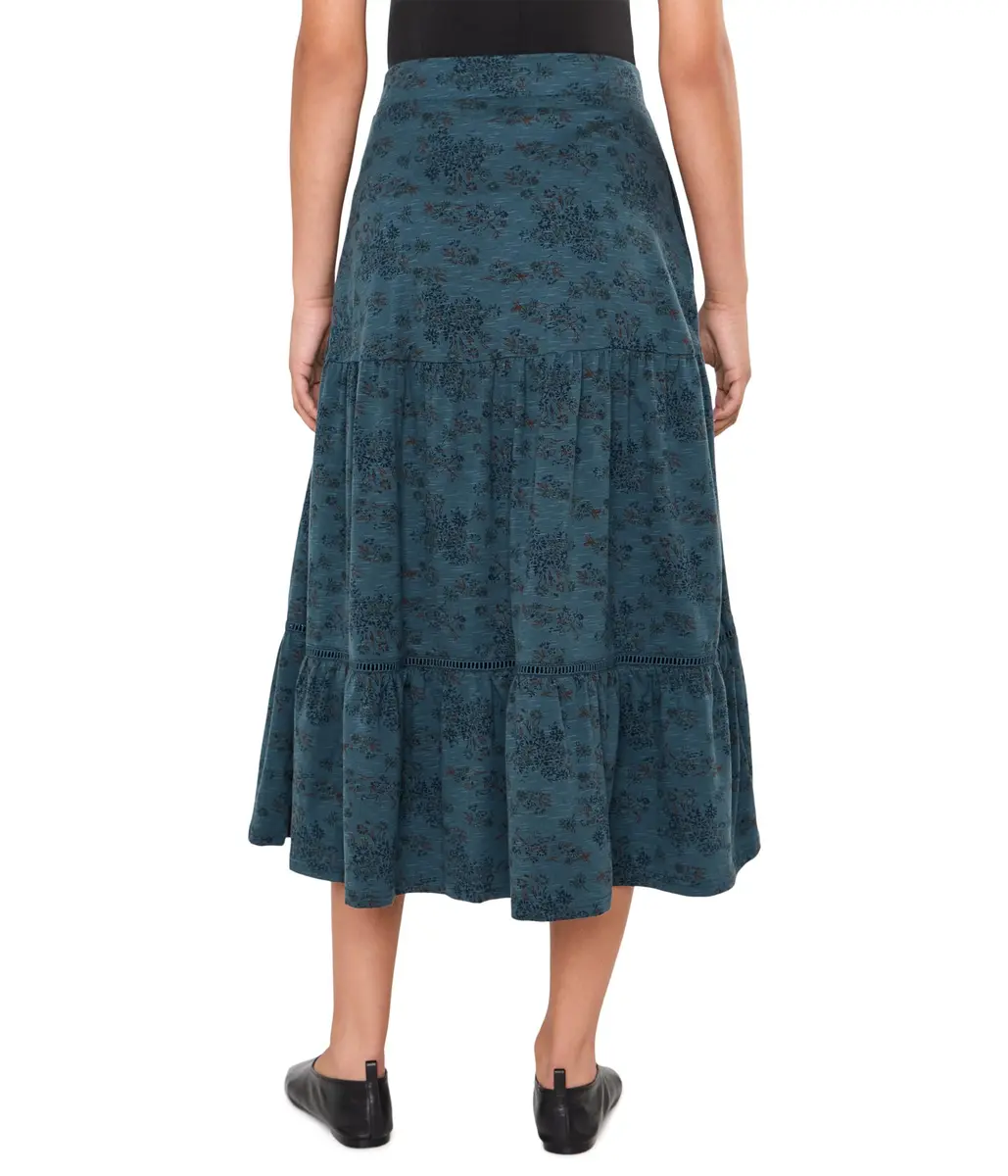Toad&Co Women's Marigold Tiered Midi Skirt Navy Print | Organic Cotton & TENCEL™ Lyocell, X-Small - view 4