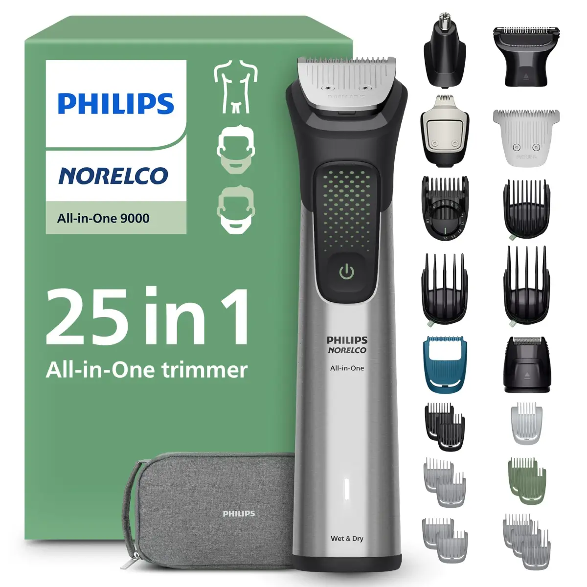 Philips Norelco All-in-One 9000 Trimmer MG9580/40 | 25 Attachments, 6-Hour Runtime, Showerproof - main product image