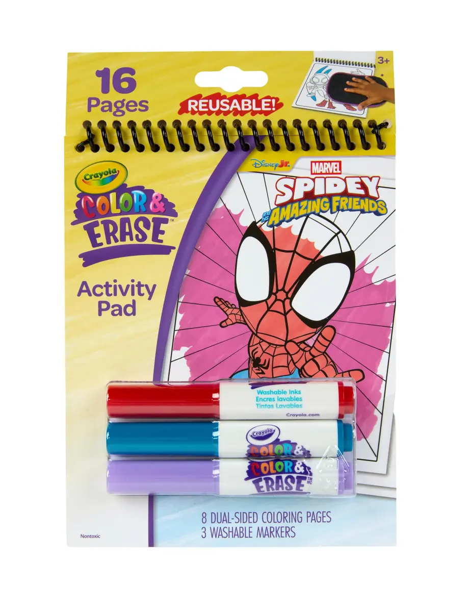 Crayola Color & Erase Reusable Activity Pad Spidey and His Amazing Friends 18cm x 14cm (7.25in x 5.6in) | Washable Markers Included - main product image