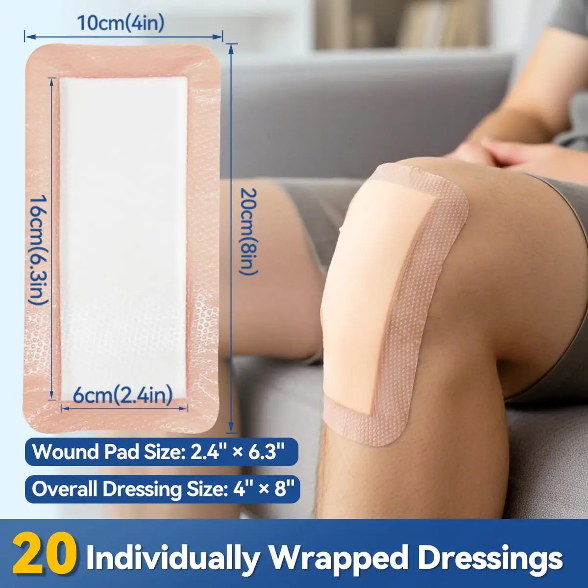 Dimora Silicone Super Absorbent Wound Dressing 4" x 8" (10cm x 20cm) | FDA Approved Medical Grade - view 2