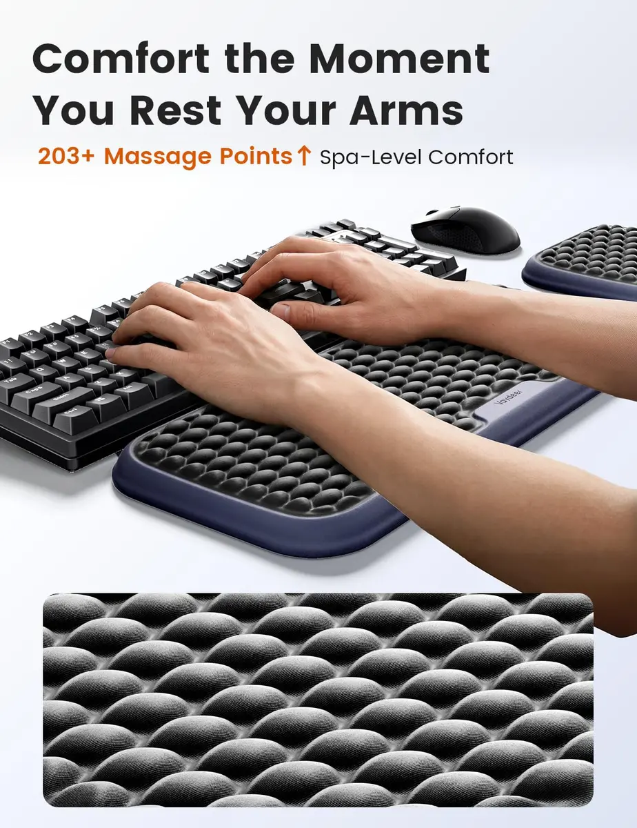 Vaydeer Extra Large Wide Wrist Rest Set for Keyboard and Mouse | Ergonomic Memory Foam Support for Office & Gaming - view 6
