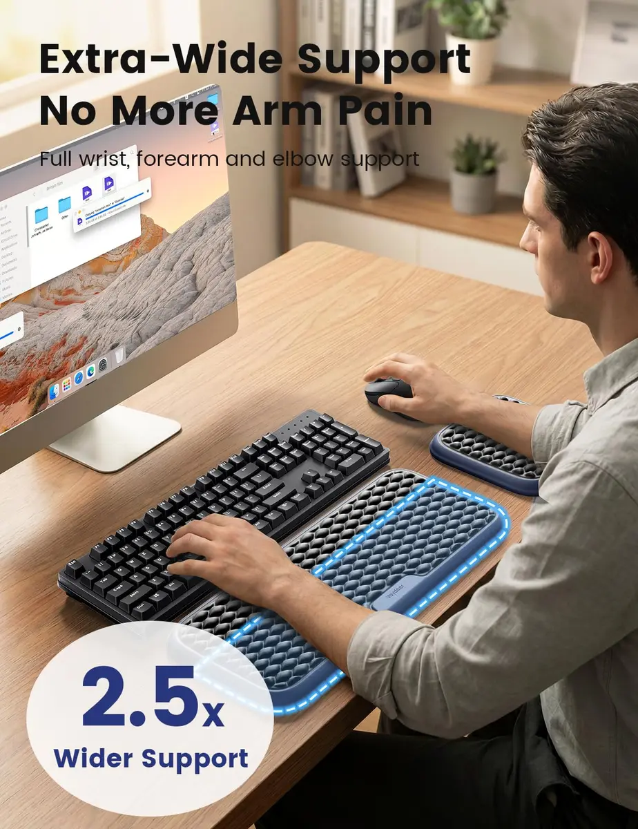Vaydeer Extra Large Wide Wrist Rest Set for Keyboard and Mouse | Ergonomic Memory Foam Support for Office & Gaming - view 2