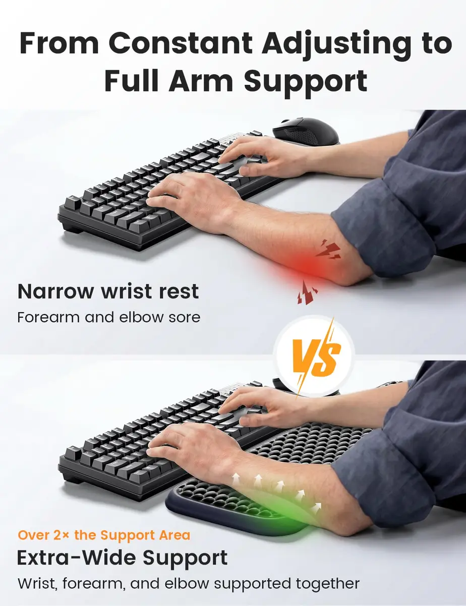 Vaydeer Extra Large Wide Wrist Rest Set for Keyboard and Mouse | Ergonomic Memory Foam Support for Office & Gaming - view 4