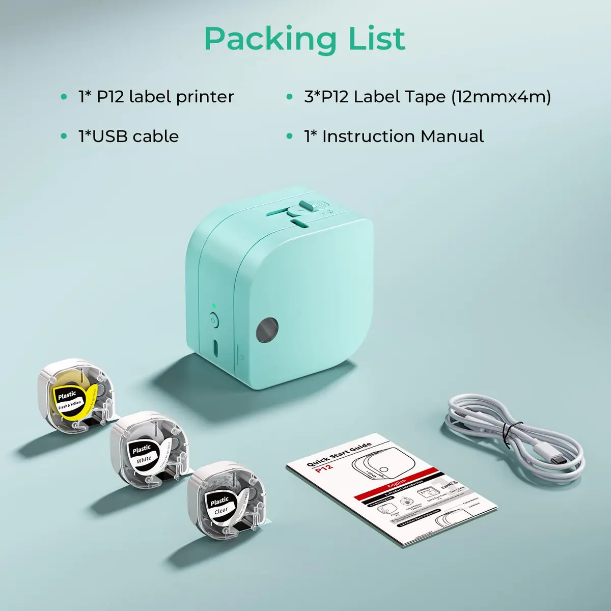 Phomemo P12 Bluetooth Label Maker Machine with 3 Tapes (Green) | Dual Printing Technology - view 9