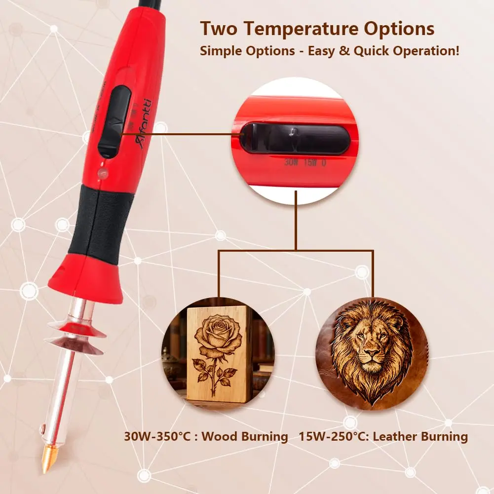Afantti Wood Burning Pen Kit Leather Burner Tool | 26 Letter | 8 Stencil | Adjustable Temp - view 4