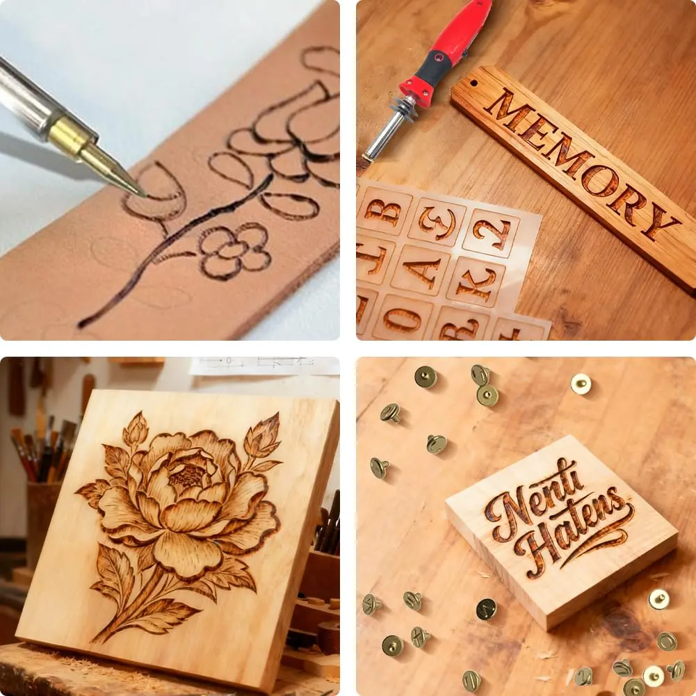 Afantti Wood Burning Pen Kit Leather Burner Tool | 26 Letter | 8 Stencil | Adjustable Temp - view 8