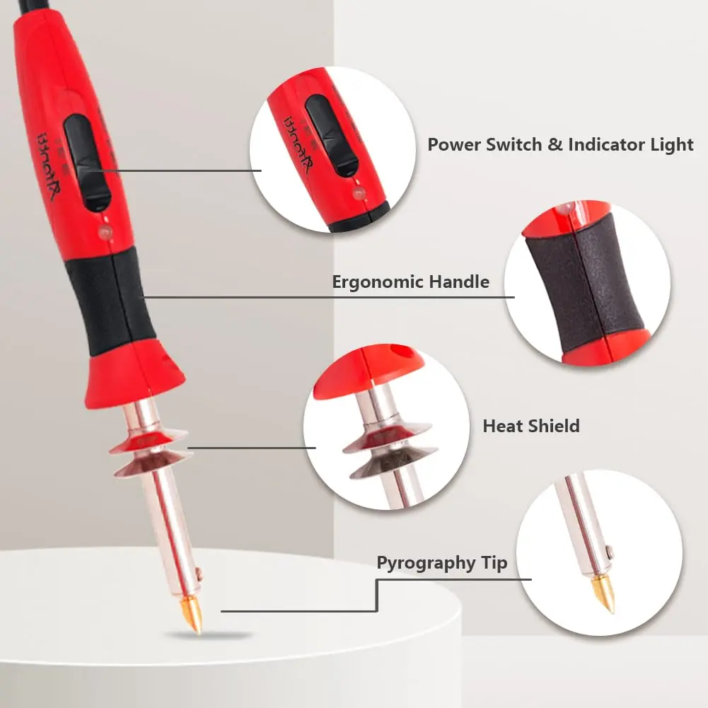 Afantti Wood Burning Pen Kit Leather Burner Tool | 26 Letter | 8 Stencil | Adjustable Temp - view 2