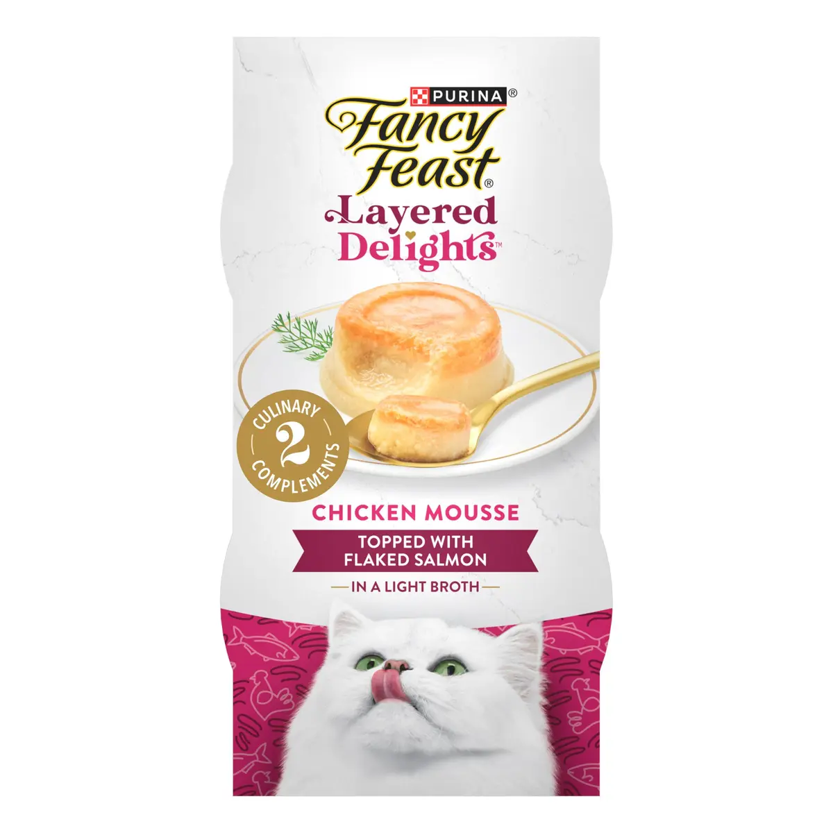 Fancy Feast Layered Delights Chicken Mousse & Salmon Treats 1.96 oz | Gourmet Wet Cat Snacks - main product image