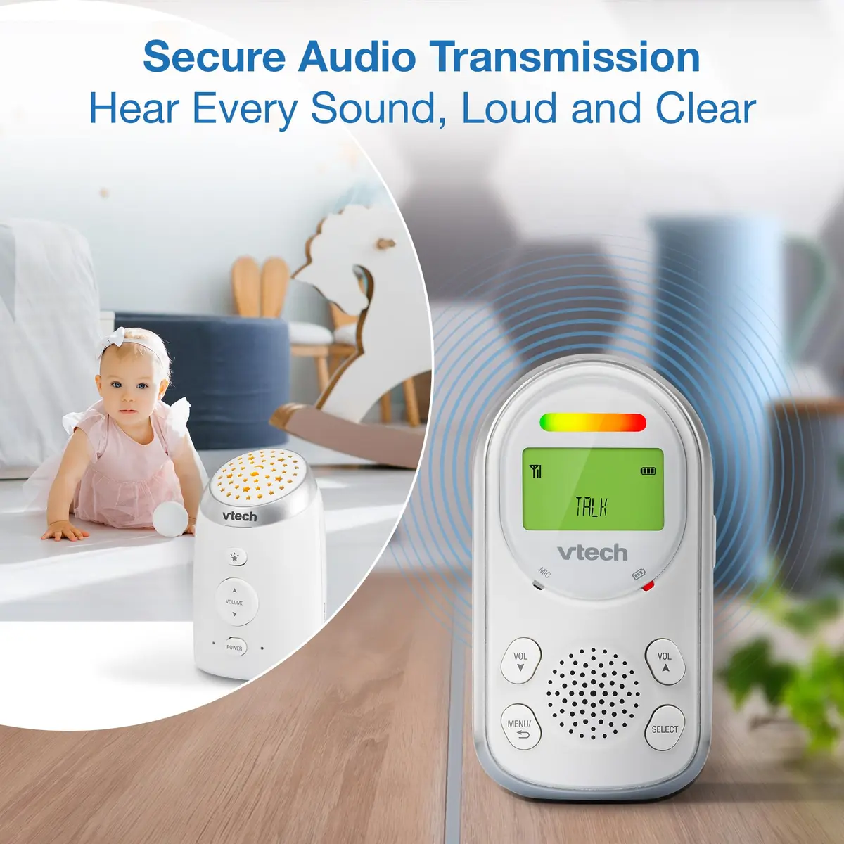 VTech 2 Parent Units Digital Audio Baby Monitor with Night Light | 1000ft Range, Two-Way Talk, Vibrating Alert - view 9