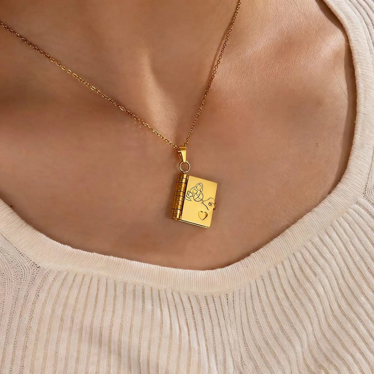 Roe Dolph Book Necklace Gift Moon Star Pendant Necklace for Women | Grandma Keepsake - view 2