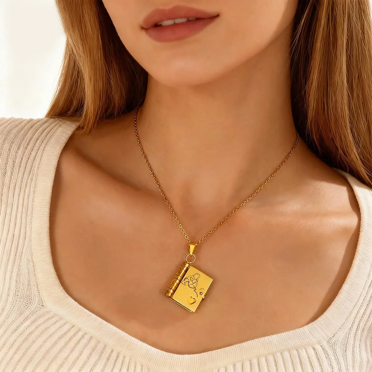 Roe Dolph Book Necklace Gift Moon Star Pendant Necklace for Women | Grandma Keepsake - view 3