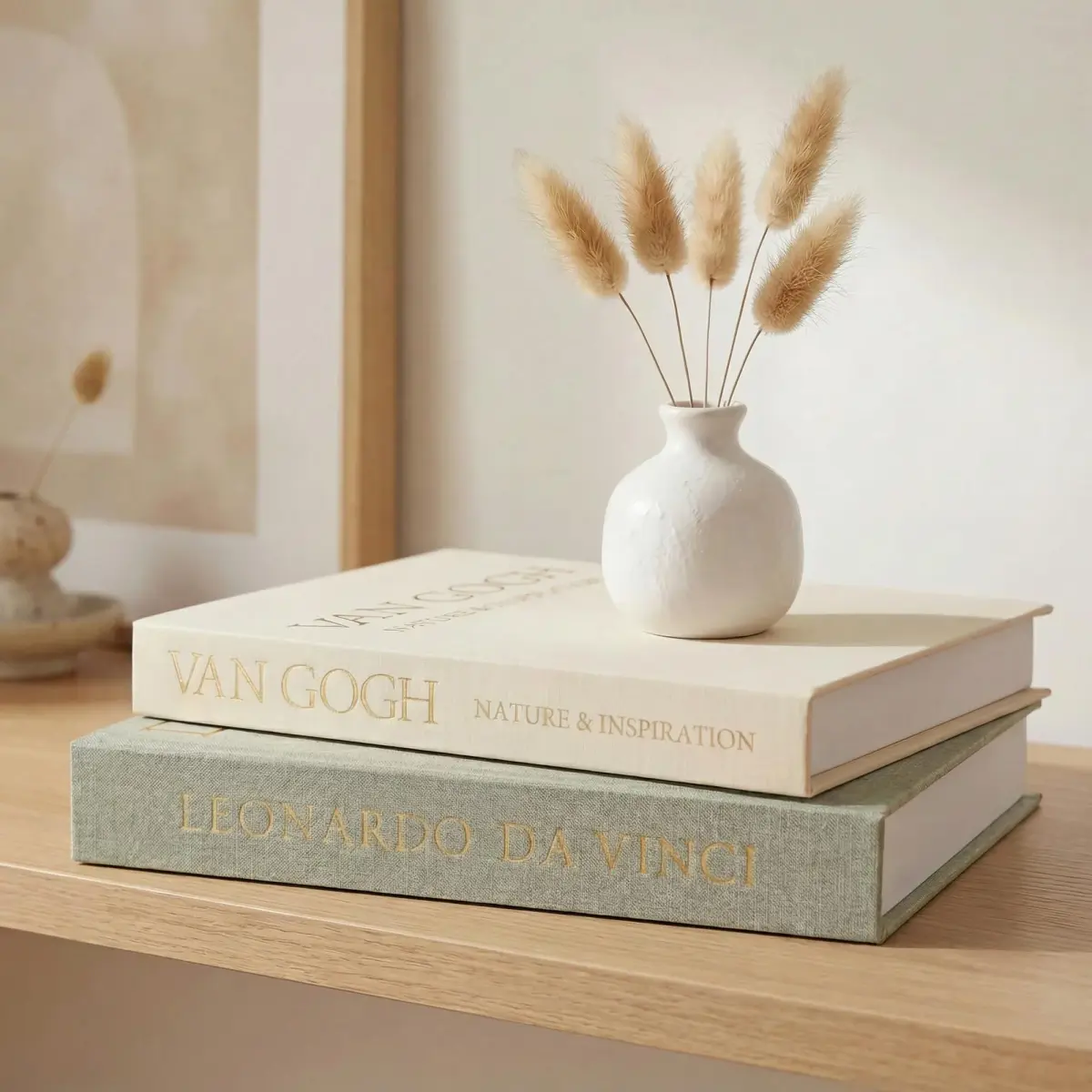 Inoostar Aesthetic Decorative Books Set of 2 Linen Boxes 20.8 cm (8.2 in) | Enhance Your Coffee Table, Bookshelf or Mantle Decor - view 2