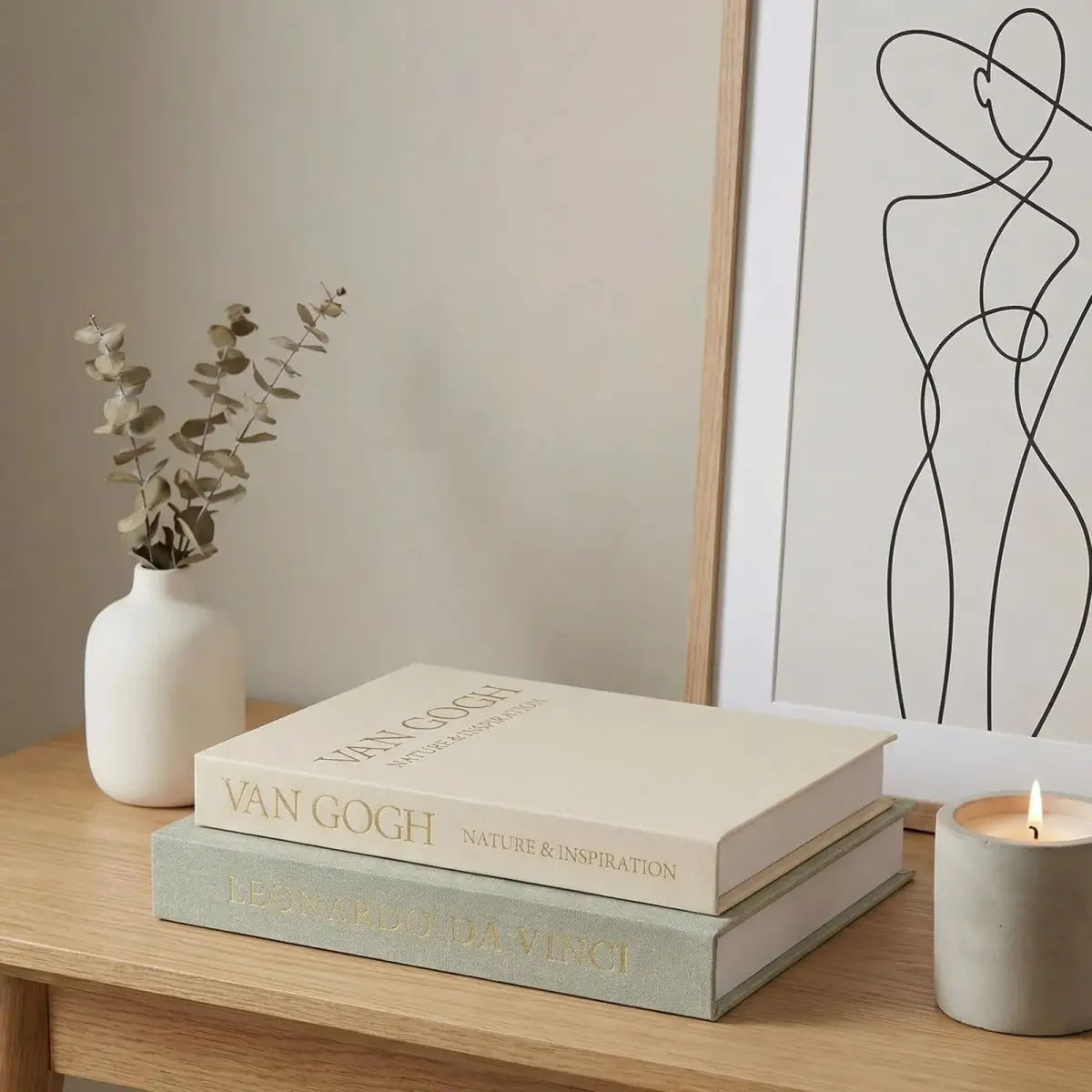 Inoostar Aesthetic Decorative Books Set of 2 Linen Boxes 20.8 cm (8.2 in) | Enhance Your Coffee Table, Bookshelf or Mantle Decor - view 4