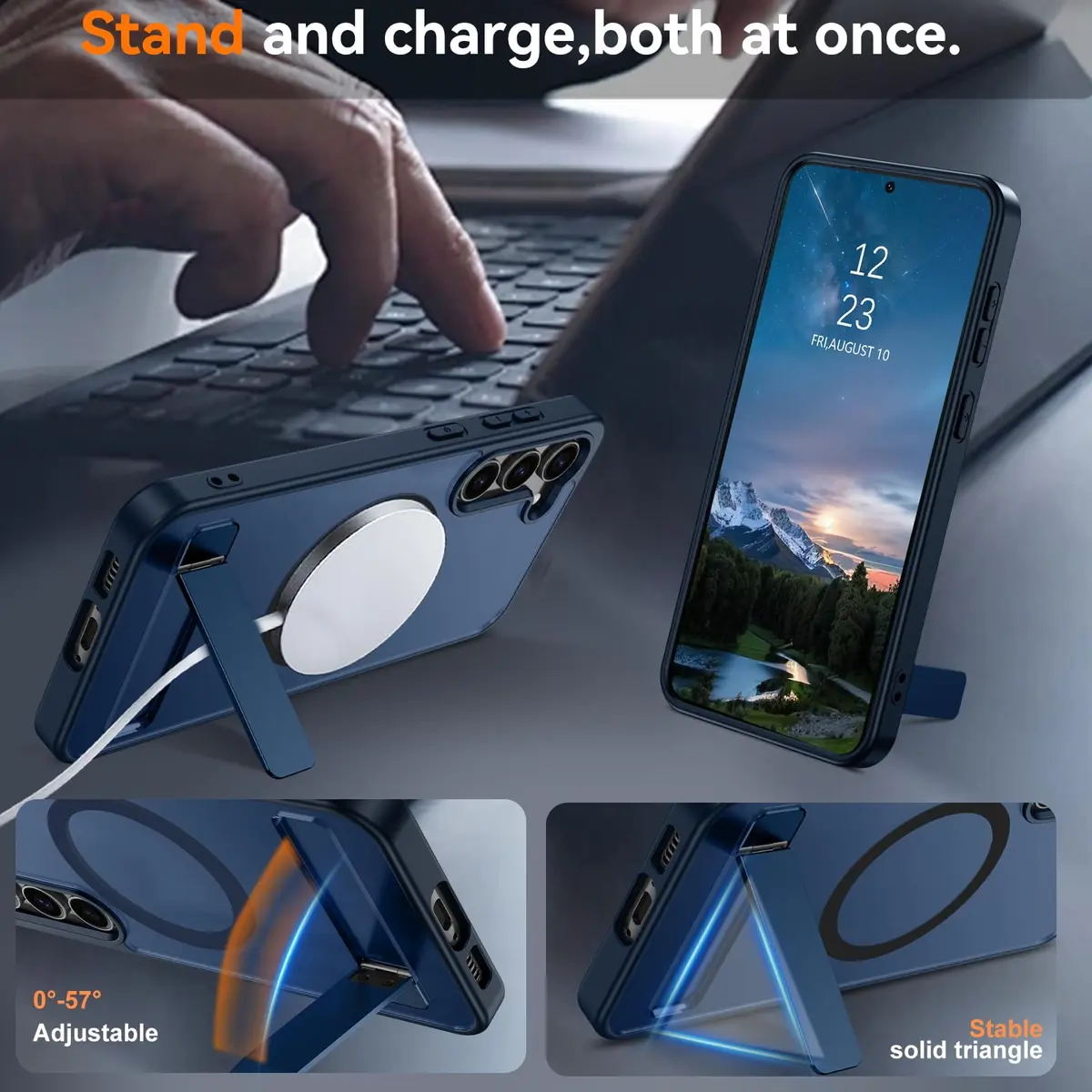 Telaso Magnetic Case for Samsung Galaxy S23 6.1 inches | Blue, Compatible with MagSafe & Kickstand - view 4