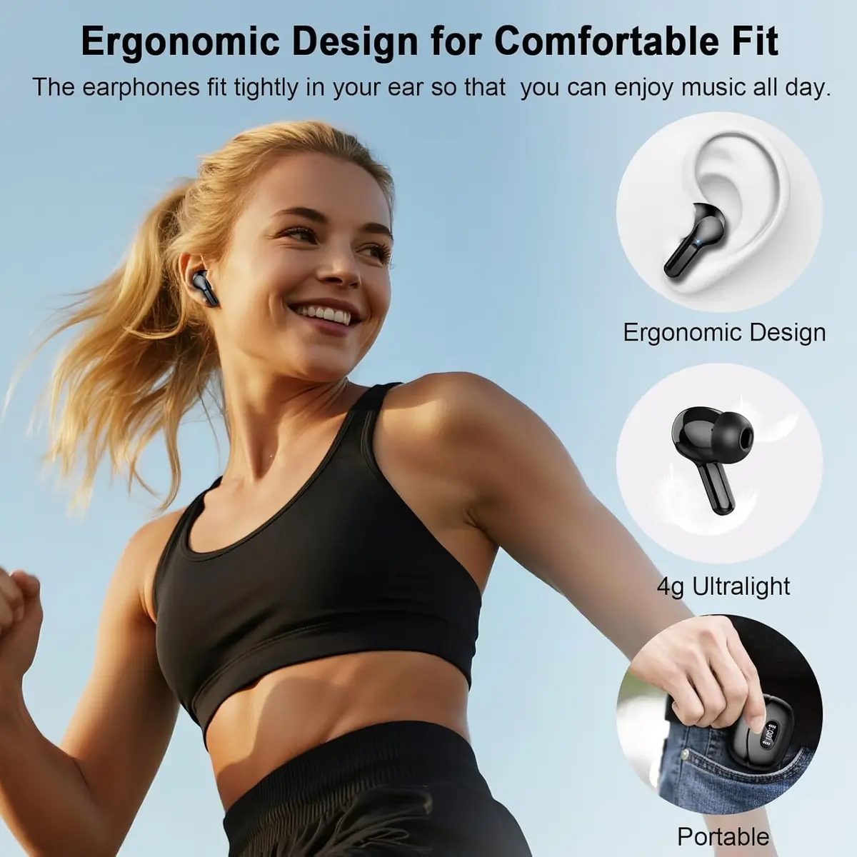 AOSRAU I63 Wireless Earbuds Bluetooth 5.4 HiFi Stereo 14.2mm Drivers 48H Playtime | Noise Cancelling - view 5