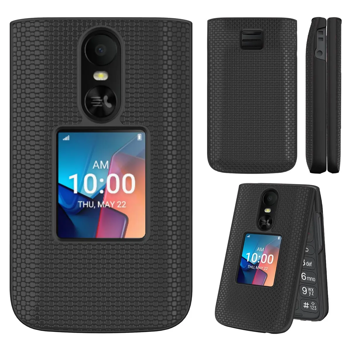 Aulzaju Black 5G Cellular Phone Case for TCL Flip 4 | Full Body Protection with Screen Protector - view 5