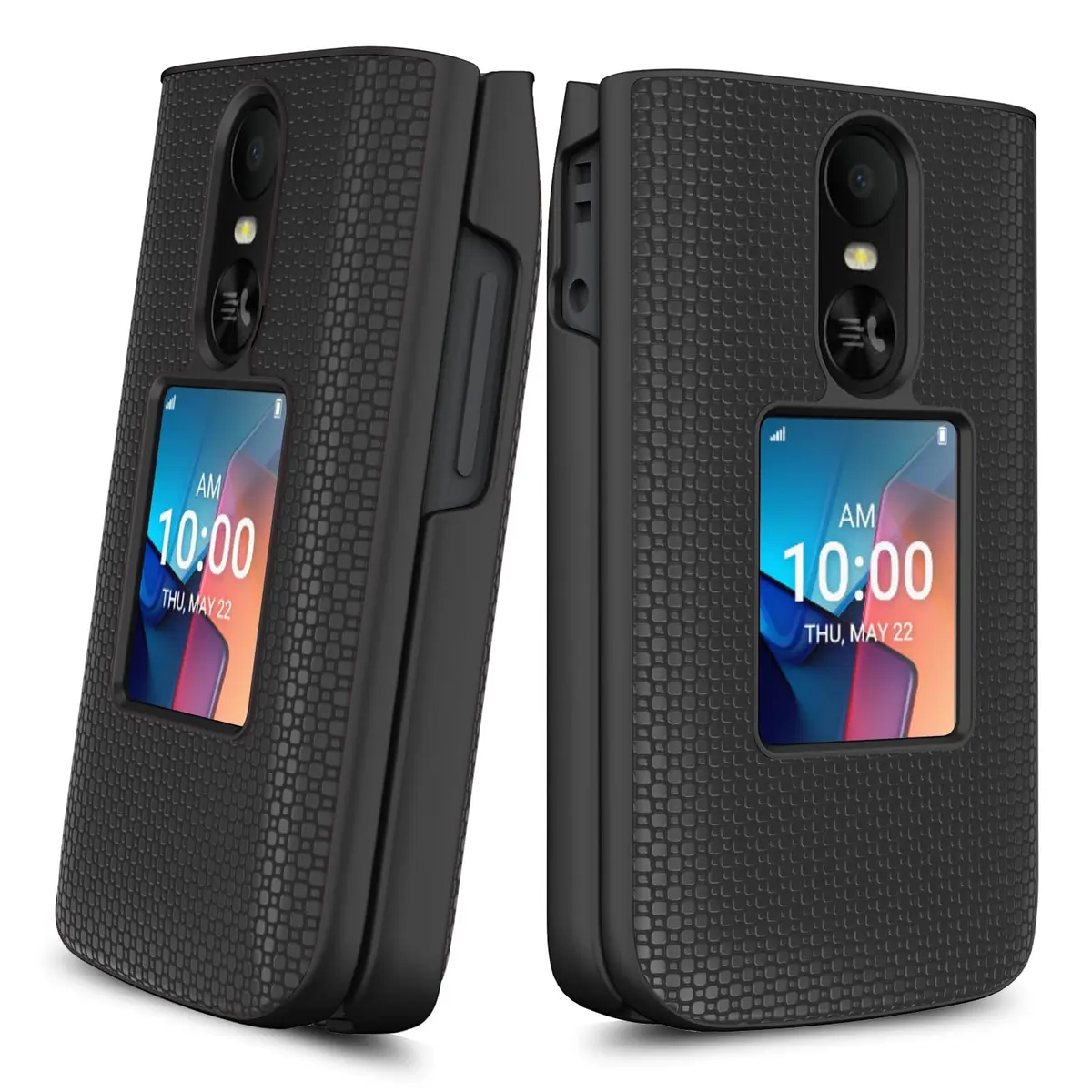 Aulzaju Black 5G Cellular Phone Case for TCL Flip 4 | Full Body Protection with Screen Protector - view 2