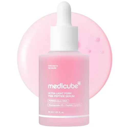 medicube PDRN Pink Peptide Serum with Hyaluronic Acid, Niacinamide, 30ml (1.01 fl oz) | Ultra-Light Hydrating Glow Care - main product image