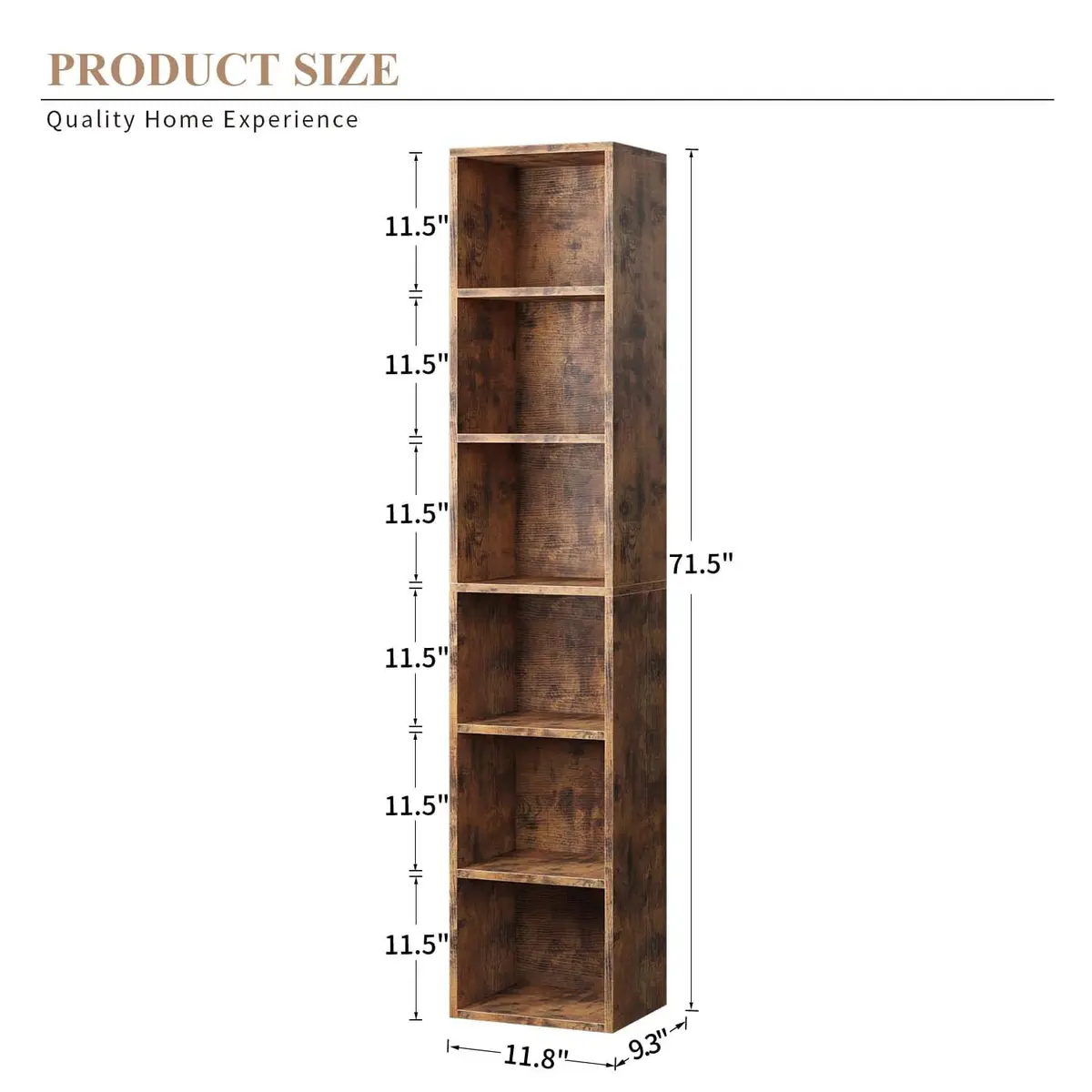 YISUFO Narrow Bookshelf & Bookcase Set of 2 | 6-Tier Floor Standing Open Book Shelf, 71.5" Tall, Brown - view 2