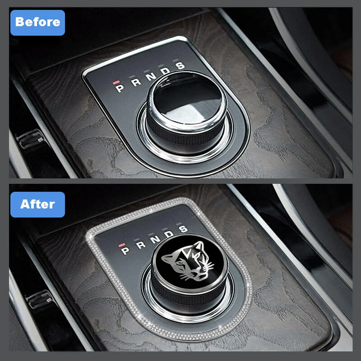 MAXDOOL Gear Shift Knob Cover for Jaguar XF XE XJ XJL F-Pace Style A Black | Interior Trim Accessory - view 4
