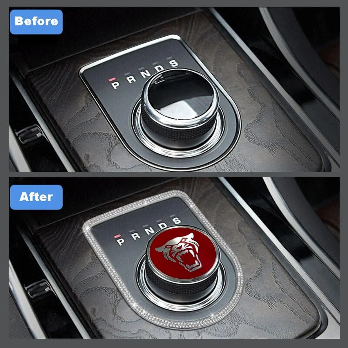 MAXDOOL Gear Shift Knob Cover for Jaguar XF XE XJ F-Pace - Style B Red | Interior Trim Accessory - view 4