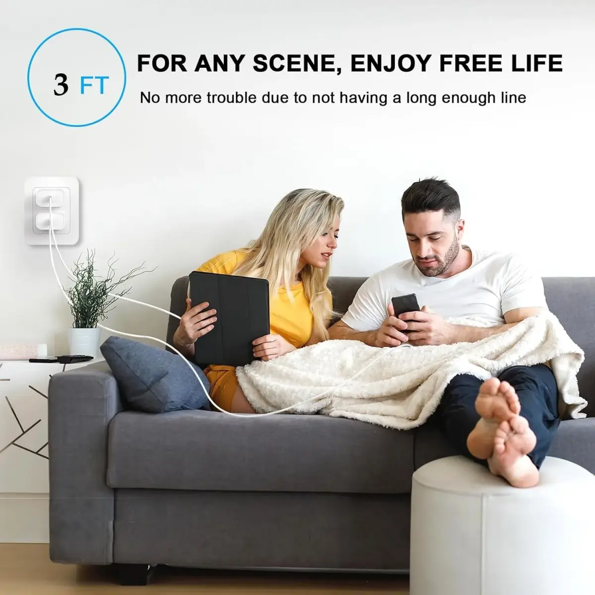 DESOFICON Apple MFi Certified 3ft USB A to USB C Cable (3-Pack, White) | 480Mbps Data Transfer - view 7