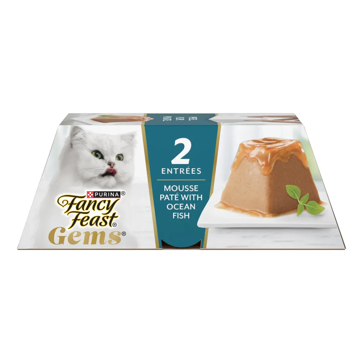 Fancy Feast Purina Gems Pate Mousse with Gravy Wet Cat Food 4 oz | Ocean Fish Flavor, Soft & Silky - main product image