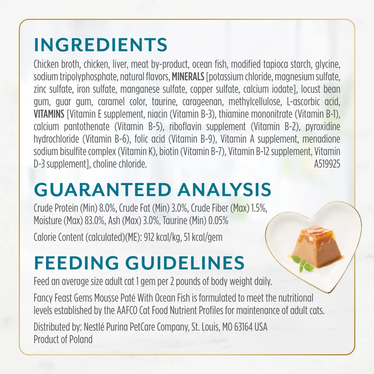 Fancy Feast Purina Gems Pate Mousse with Gravy Wet Cat Food 4 oz | Ocean Fish Flavor, Soft & Silky - view 6