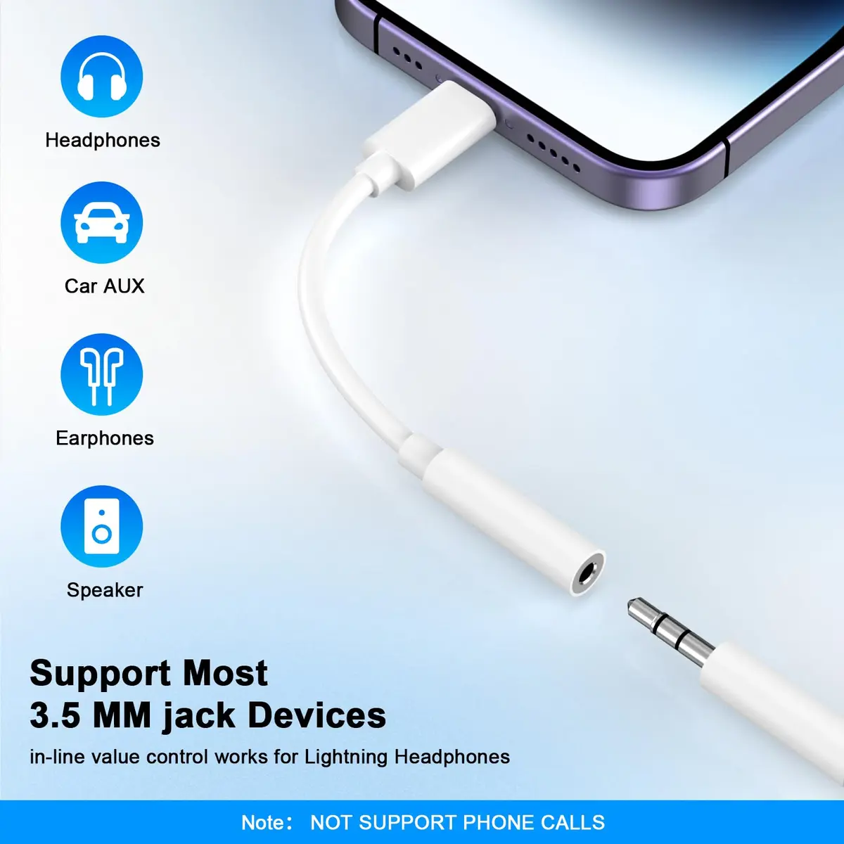 DESOFICON Apple MFi Certified Lightning to 3.5mm Headphone Jack Adapter 5 Pack (2cm) - view 2