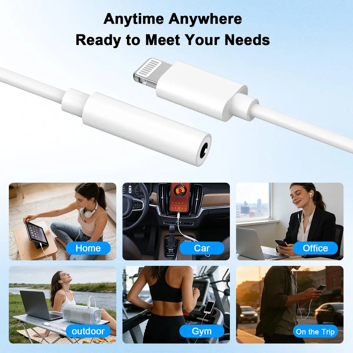 DESOFICON Apple MFi Certified Lightning to 3.5mm Headphone Jack Adapter 5 Pack (2cm) - view 4