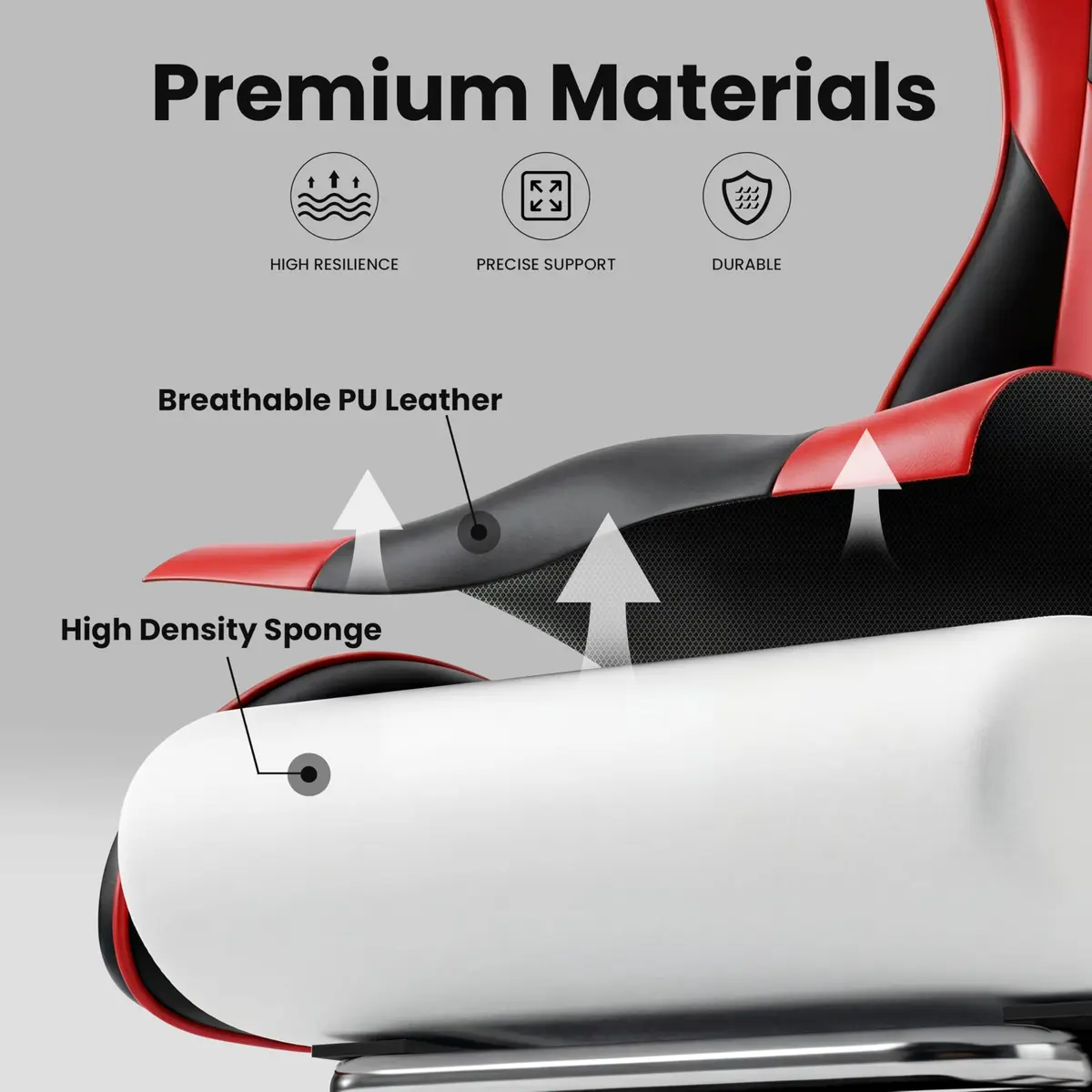 Ray Bear Gaming Chair, Ergonomic Footrest, Lumbar & Headrest (Red Black) | Support for Long Gaming & Work Sessions - view 6